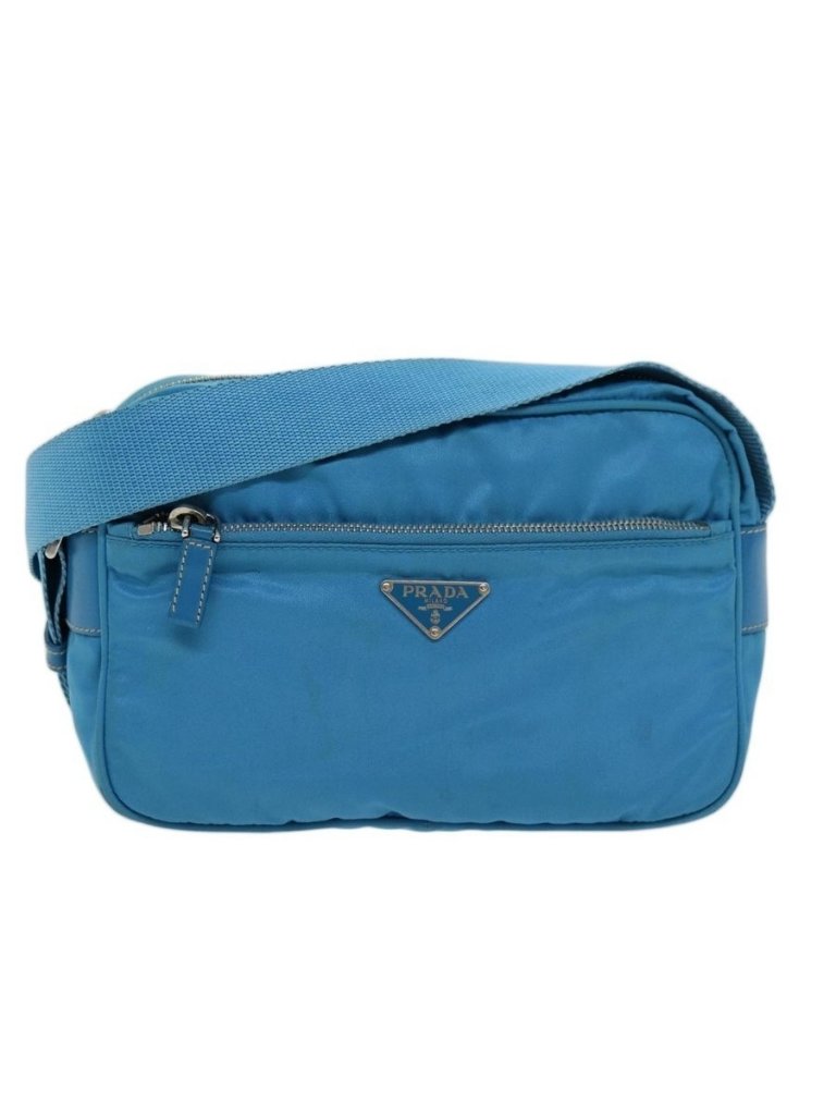 Authentic Prada Shoulder Bag Nylon Light Blue
